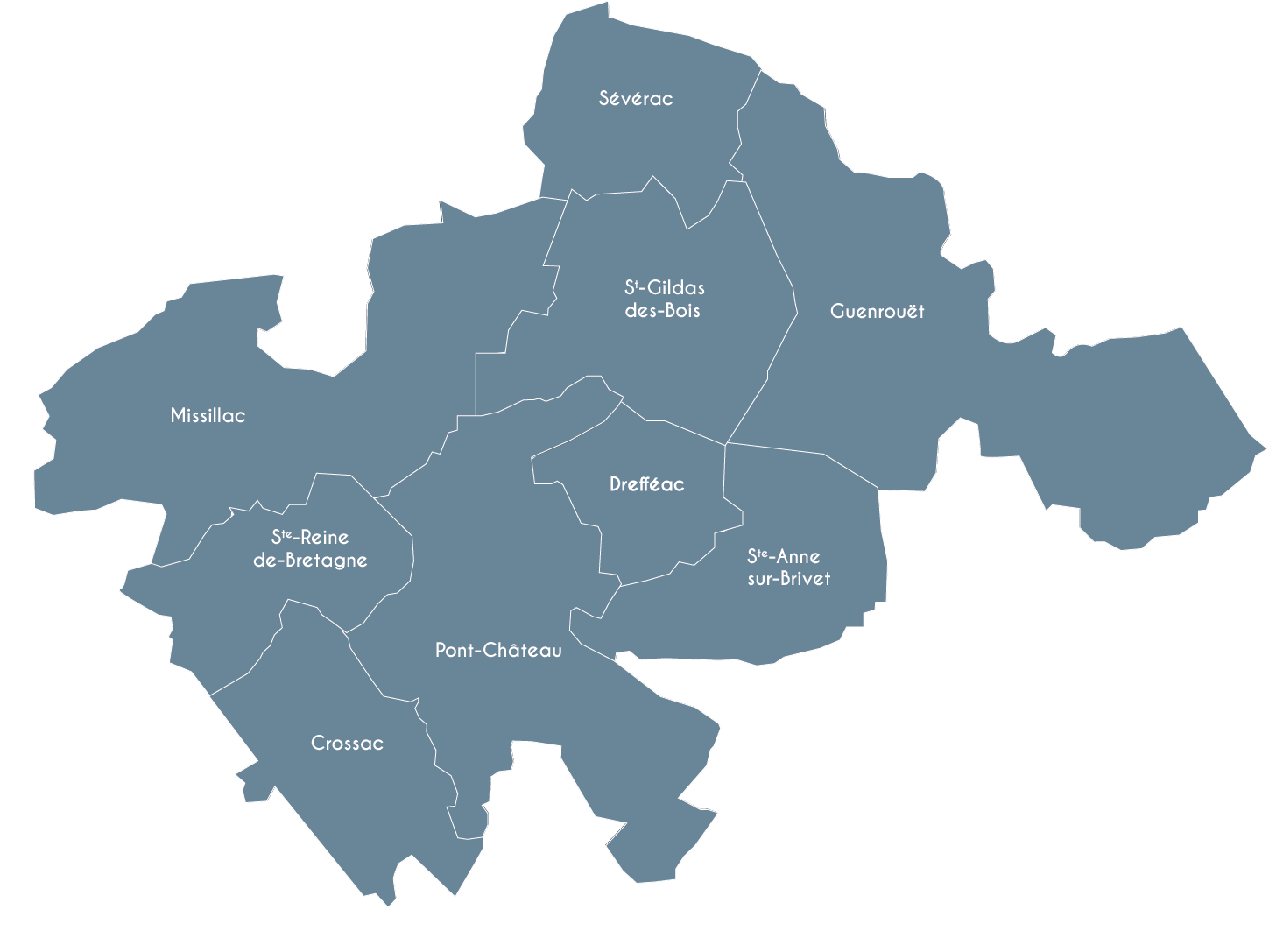 Carte illustrant le territoire couvert par une communauté de communes en France